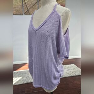 Lavender Knit Women's Cold shoulder Sweater Sz 2XL